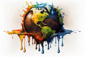 Global warming design element in watercolor. photo