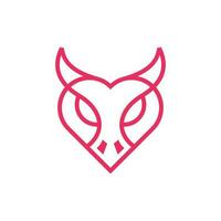 Bull Head Love Line Modern Simple Logo vector