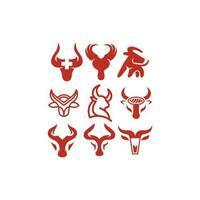 Animal Bull Set Icon Collection Creative Design vector