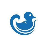 animal Pato nadando ola creativo sencillo logo vector