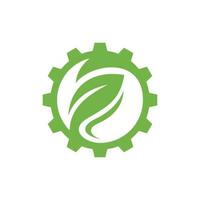 Gear Engine With Leaf Nature Creative Logo vector