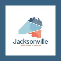 mapa de Jacksonville ciudad geométrico creativo logo vector