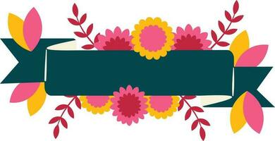 decorativo bandera con flores y hojas aislado icono vector ilustración diseño