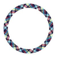 Circle borders and frames vector. Round border pattern geometric vintage frame design. Scottish tartan plaid fabric texture. Template for gift card, collage, scrapbook or photo album and portrait. vector