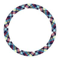 Circle borders and frames vector. Round border pattern geometric vintage frame design. Scottish tartan plaid fabric texture. Template for gift card, collage, scrapbook or photo album and portrait. vector