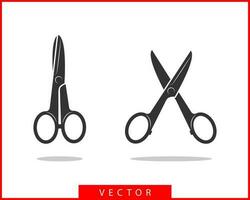 Set scissor icon. Scissors vector design element or logo template. Black and white silhouette isolated.