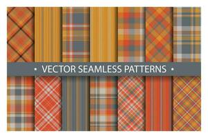 Set plaid pattern seamless. Tartan patterns fabric texture. Checkered geometric vector background. Scottish stripe blanket backdrop