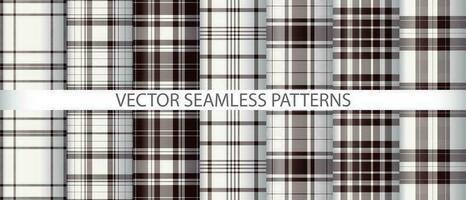 Set check pattern tartan. Fabric background plaid. Textile texture seamless vector. vector
