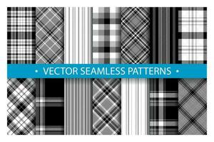 Set plaid pattern seamless. Tartan patterns fabric texture. Checkered geometric vector background. Scottish stripe blanket backdrop