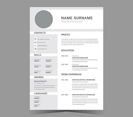 CV template or modern resume and vector design.
