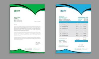 Professional corporate business letterhead and invoice template with color, concept variation bundle vector