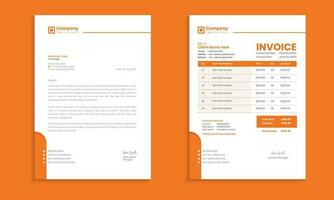 Professional corporate business letterhead and invoice template with color, concept variation bundle vector