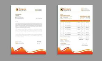 Professional corporate business letterhead and invoice template with color, concept variation bundle vector