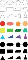 Set of geometric shapes isolated on a white background. Lineal, colored and black simple figures. Circle, square, triangle. Good for children in a kindergarten, pupils. vector