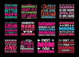 Grandma T shirt Design Bundle, Quotes about Grandparents Day, Grandmother T shirt, Grandma typography T shirt design Collection vector