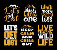 Mountain T shirt Design Bundle, Quotes about Traveling, Adventure T shirt, Hiking, Camping typography T shirt design Collection vector