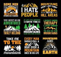 Mountain T shirt Design Bundle, Quotes about Traveling, Adventure T shirt, Hiking, Camping typography T shirt design Collection vector