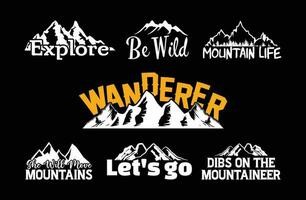 Mountain T shirt Design Bundle, Quotes about Traveling, Adventure T shirt, Hiking, Camping typography T shirt design Collection vector