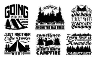 camping T shirt Design Bundle, Quotes about camping, Adventure, outdoor, camping T shirt, Hiking, Camping typography T shirt design Collection vector