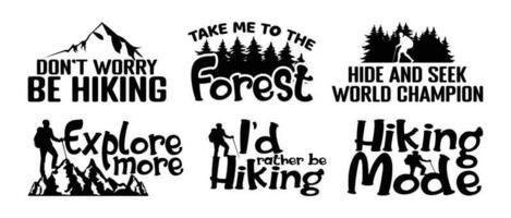 Hiking T shirt Design Bundle, Quotes about Hiking, Hiking T shirt, Hiking, Camping, Adventure, outdoor typography T shirt design Collection vector