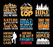 Hiking T shirt Design Bundle, Quotes about Hiking, Hiking T shirt, Hiking, Camping, Adventure, outdoor typography T shirt design Collection vector