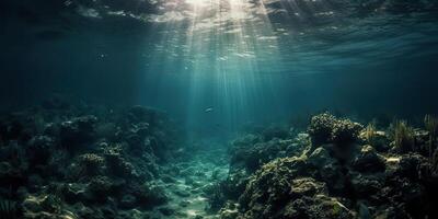 ai generado. ai generativo. foto de debajo mar Oceano mundo. marina náutico con Darm musitico estado animico aventuras onda. gráfico Arte