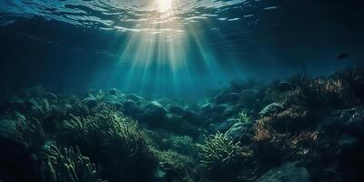 ai generado. ai generativo. foto de debajo mar Oceano mundo. marina náutico con Darm musitico estado animico aventuras onda. gráfico Arte