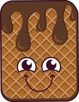 Smiling Waffle Face Flat Pastel Illustration vector