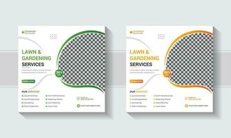 Agriculture farming service and Lawn Mower Garden or Landscaping Service or Social Media Post lawn gardening template design. Smart Agriculture web banner template. vector