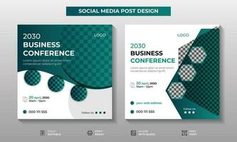 Business conference social media post template. Business Conference live webinar banner invitation and conference square banner design template. vector