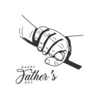 Happy Fathers day Fathers hand holding newborn baby fingers sketch vector