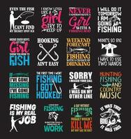 Fishing T shirt Design Bundle, Quotes about Fishing, Fishing T shirt, Fishing typography T shirt design Collection vector