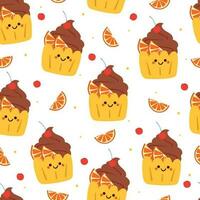 seamless pattern cartoon dessert. cute food wallpaper for textile, gift wrap paper vector