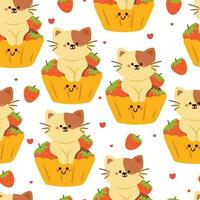 seamless pattern cartoon cat. cute animal wallpaper for textile, gift wrap paper vector