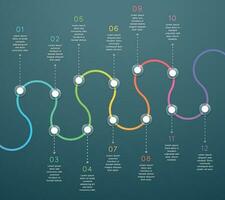 Twelve Point Horizontal 3d Timeline Template vector