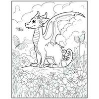 Cute Dragon Coloring Book Pages vector