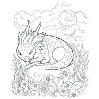 Cute Dragon Coloring Book Pages vector