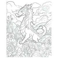 Cute Dragon Coloring Book Pages vector