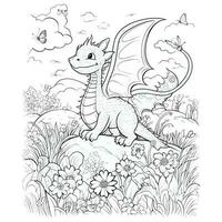 Cute Dragon Coloring Book Pages vector