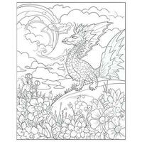 Cute Dragon Coloring Book Pages vector