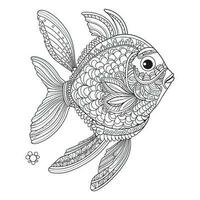 Flower Cute Fish Coloring Pages for Adult vector