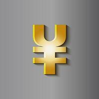 3D Ren Min Bi Yuan Dollar Sign Gold Metal Vector