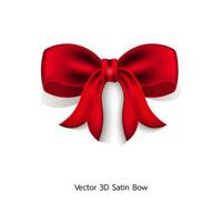 3D Red Satin Ribbon Bow Vector Decorative Resources