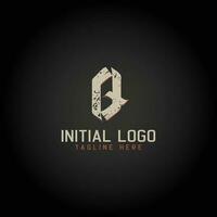 Logo of O Q alphabet initial Gothic Style icon design vector