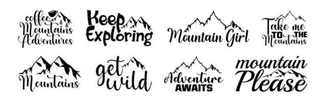 Mountain T shirt Design Bundle, Quotes about Traveling, Adventure T shirt, Hiking, Camping typography T shirt design Collection vector