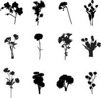 A collection of flowers in various positions and poses vector