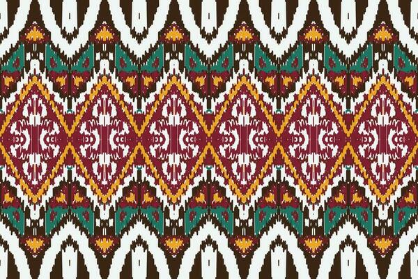 African Ikat fabric paisley embroidery background. geometric ethnic oriental pattern traditional. Ikat Aztec style abstract vector illustration. design for print texture,fabric,saree,sari,carpet.