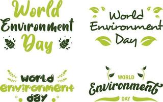 World Environment Day. Vector set of hand drawn lettering design elements.