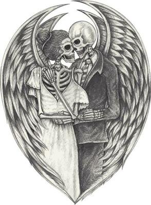 Angel skull and candles custom tattoo in progress  Flickr
