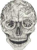 Surreal skull. Hand drawing and make graphic vector. vector